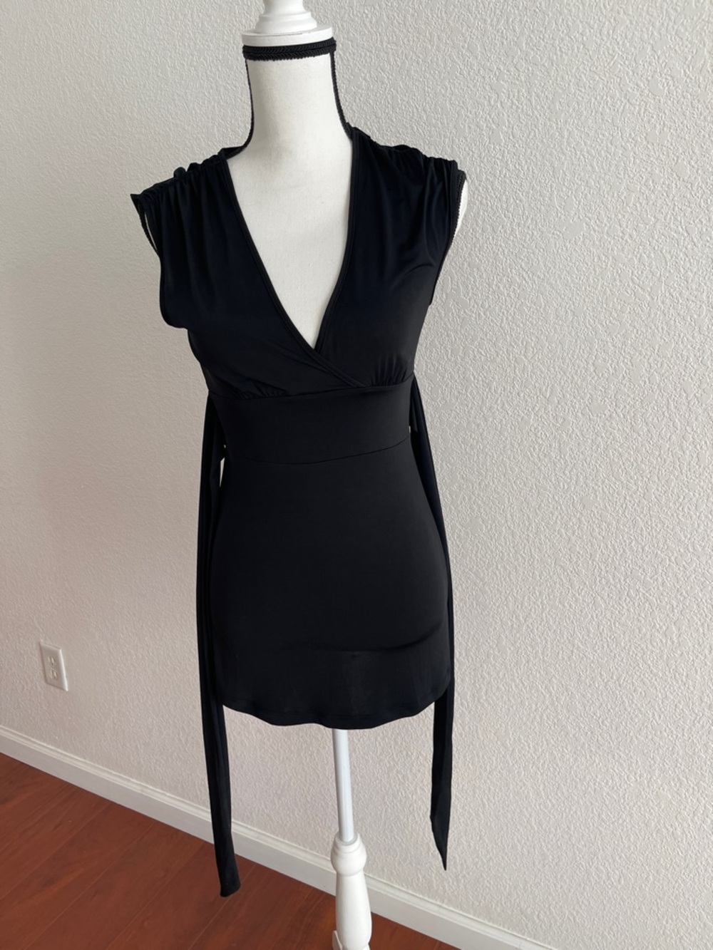 No Boundaries Black V-Neck Wrap Mini Dress